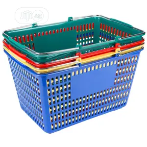 Supermarket Wire Handle Plastic Shopping Basket
