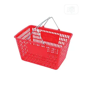 Plastic Shopping Basket With Heavy Duty Metal Handles