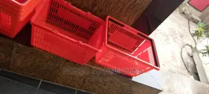 Red Shopping Baskets With Black Handle