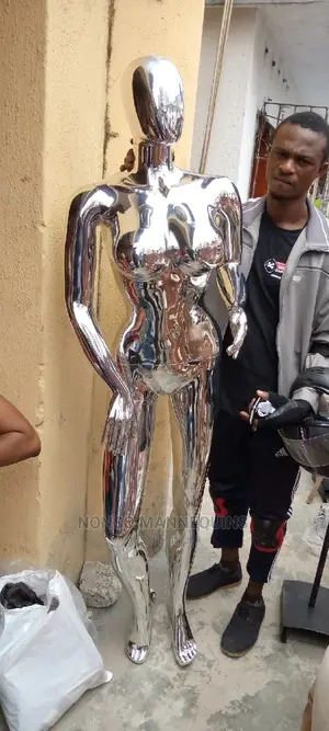 Big Breast Silver Chrome Female Full Body Mannequins