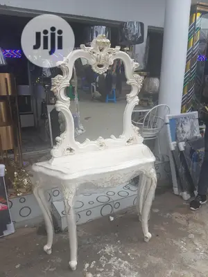 White Wooden Console and Mirror
