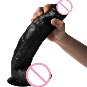 12 Inch Silicon Huge Dildo - Black