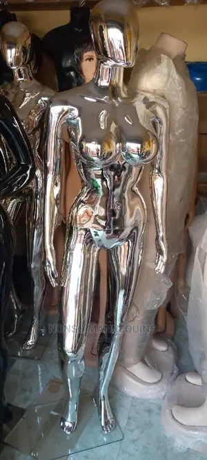 Busty Silver Chrome Female Fashion Mannequin