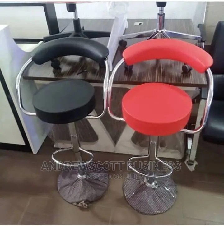 Round Leather Barstool