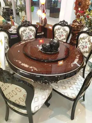 Italian Unique Round Dinning Table With 6 Chairs
