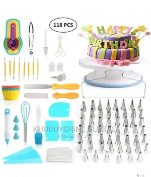 118 Pcs/Set Cake Turntable Piping Tip Nozzle Pastry Bag Set