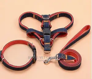 Denim Dog Leash, Collar and Harness Set of 3