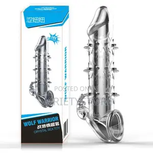 Silicone Reusable Condom With Spike Penis Ring Extender