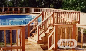 Pressure Treated Wood Above Ground Pool Deck Construction