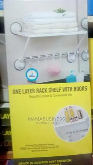 One Layer Rack Shelf With Hooks