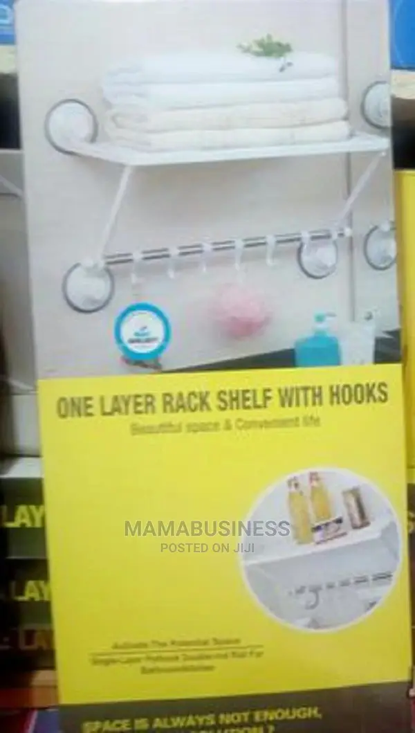One Layer Rack Shelf With Hooks