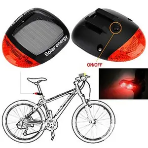 Waterproof Solar Bike Bicycle Rear Tail Red 2 LED 4 Mode