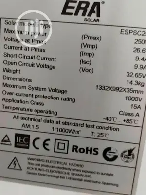 ERA 250watts Monocrystalline Solar Module