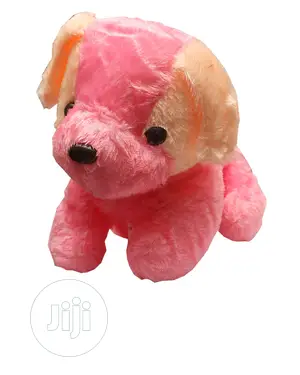 Dog Shape Teddy Bear-Pink,Peach,Brown and Red