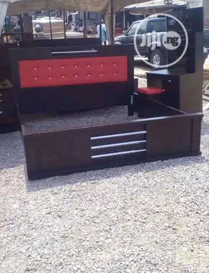 6 X 6 Bed Frame With Leather Board and Dressing Mirror