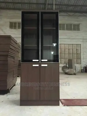 YF HDF Wooden Glass Bookshielf