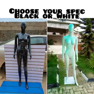 Glossy Black and Glossy Wite Female Egg Face Mannequins