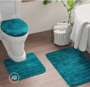 3pcs Set Bathroom Sets Rug Mat Blue High Quality