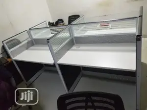 A Elegant Wooden and Glass 4 Workstation Table
