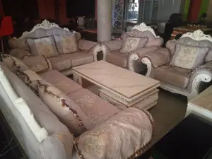Luxurious 8 Seaters Living Room Fabric Royal Sofa Chair.