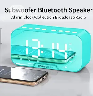 Alarm Mirror Clock FM Radio Wireless Bluetooth Speaker