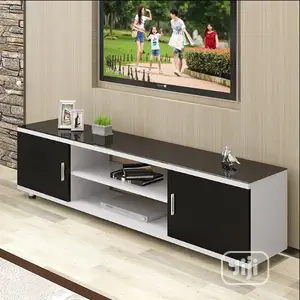 White 5ft Tv Stand With Black Door and Top