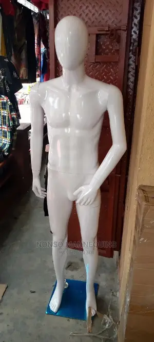 Glossy White Full Body Male Mannequins With Egg Face