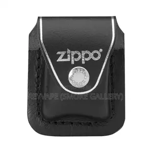 Black Leather Lighter Pouch With Clip LPCBK