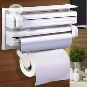 Wall Mounted Kitchen Tissue Roll Holder Cling Film