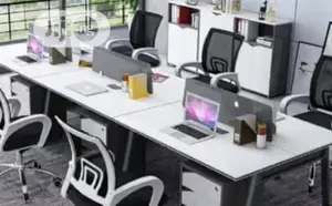 6 Seaters Workstation Table Grey and White