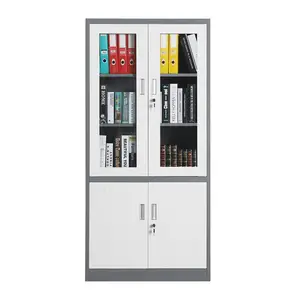Steel Office Cupboard With Half Glass Door