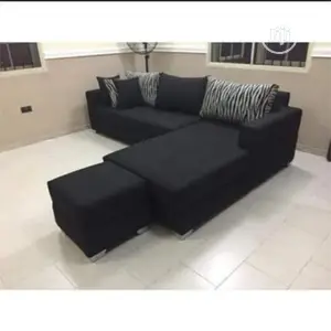Black L Shaped Sofa With Ottoman