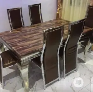 Original Executive Imported Marble Dining Wit Six Seaters