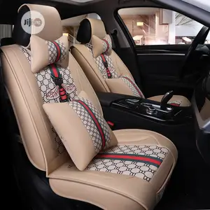 Classic Cream Butterfly Leather Seat Covers for Cars