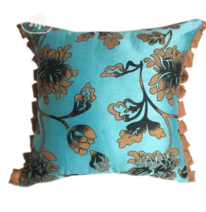 Blue Floral Throw Pillow