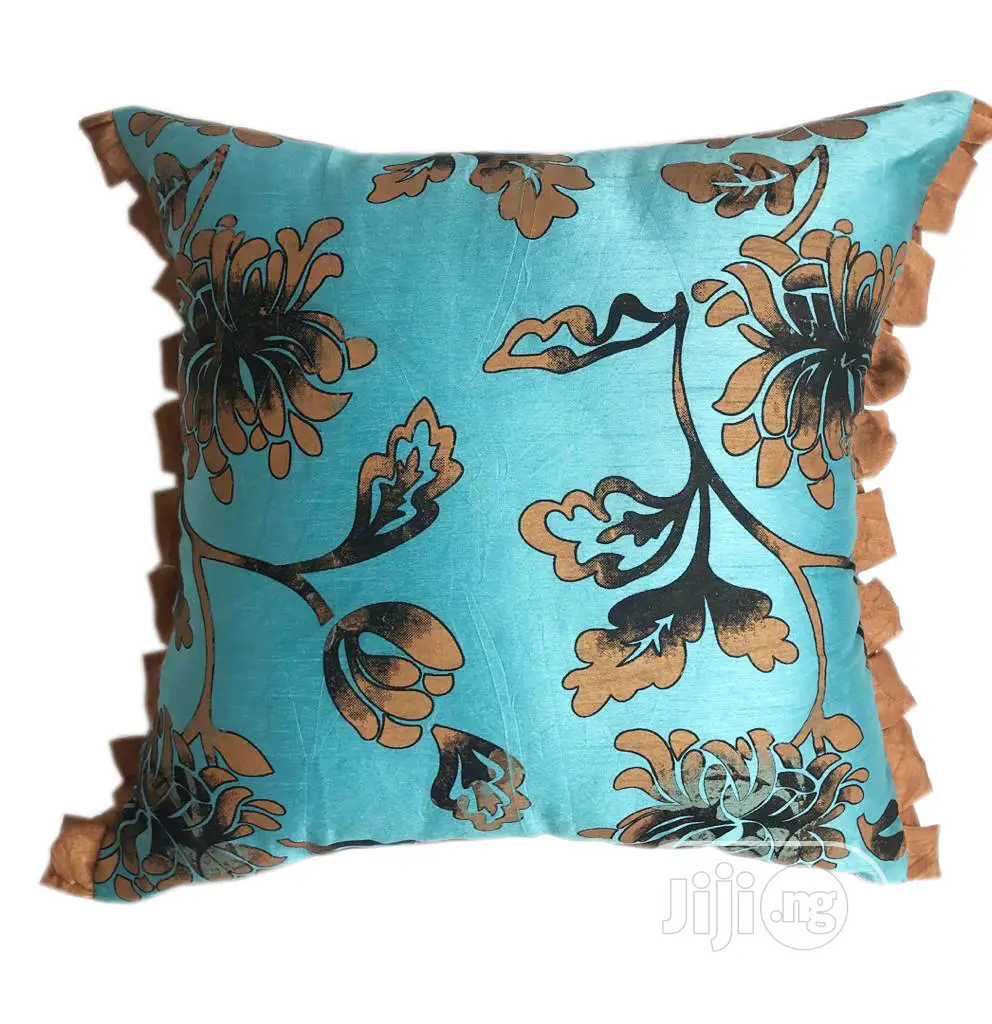 Blue Floral Throw Pillow