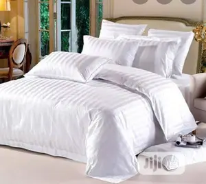 White Striped Designed Bedsheet and Duvet