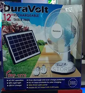 Duravolt Rechargable Table Fan With Solar Panel