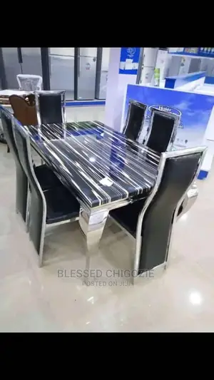 Six Seater Marble Dining Table With Chairs