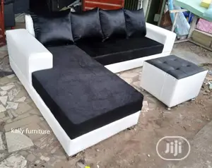 Exquisite L- Shaped Fabric Sofa With Center Table