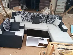 Modern L- Shaped Sofa With One Single and Center Table
