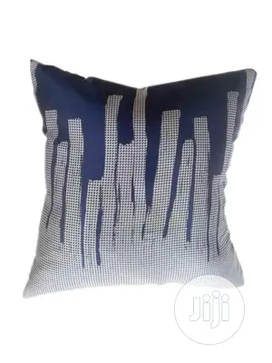 Throw Pillow -Navy Blue With Silver Design