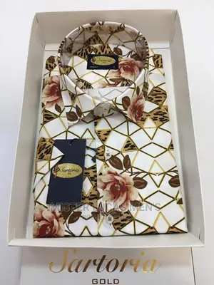 Original Sartoria Gold Flowered Men's Short Sleeve Shirt