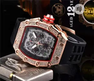 Richard Milles Iced Out Men's Rubber Watch With Chronograph