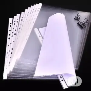 100pcs A4 Clear Plastic Punched Pockets Folders Filing