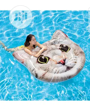 Intex Cat Face Inflatable Island, 58in X 53in, Multicolor, M
