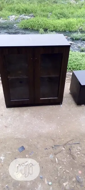 Wooding Cupboard With Tinted Glass