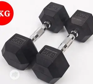 5kg Hex Rubber Black Dumbells
