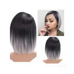 Grey Ombre Hair Middle Part Wig