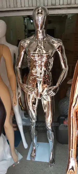 Full Body Faceless Silver Man Mannequin